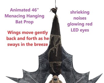 25% Off Halloween Animated 46" Menacing Hanging Bat Vampire Prop Haunted House  FREE Shipping Unopened Box
