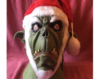 25% Off New Christmas SCARY GREEN SANTA Monster Adult Latex Deluxe Mask Free Shipping!