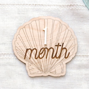 Boho Ocean Seashell Wooden Baby Milestone Signs | Beachy Coming Soon | Shower Gift Idea | Birth Announcement Decor | Coastal Growth Tracker