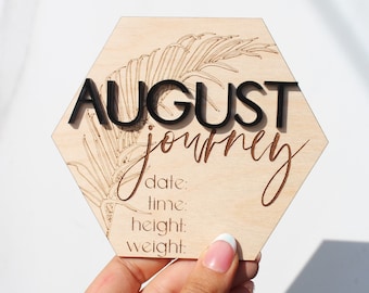 Tropical Palm Baby Announcement Sign | Acrylic & Wood Birth Stats