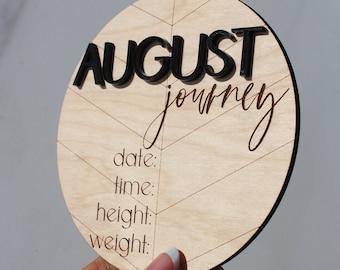 Baby Announcement Sign With Birth Stats | Wood Sign for Name Reveal | Personalized Modern Baby Announcement Sign For Hospital