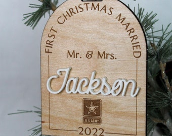 Personalized Military First Christmas Ornament | Army Couple Gift