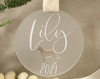 Personalized Acrylic Dog Ornament | Puppy's First Christmas