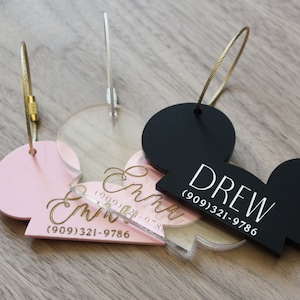 Mickey Diaper Bag Tags | Personalized Disney Ears Luggage Name | Disneyland Parks Lost Bag | Engraved Travel Gift | Disney Name Tag