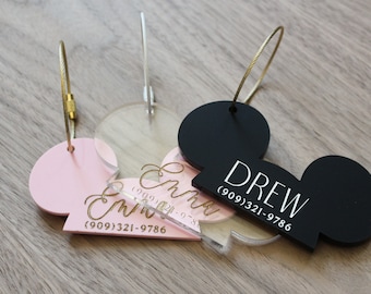 Mickey Diaper Bag Tags | Personalized Disney Ears Luggage Name | Disneyland Parks Lost Bag | Engraved Travel Gift | Disney Name Tag