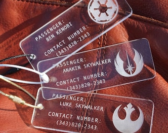 Star Wars Luggage Tags | Disney Star Wars Bag Name |  Rebel Personalized Diaper Bag Baby Tag | Jedi Engraved Travel Gift | Disney Name Tag