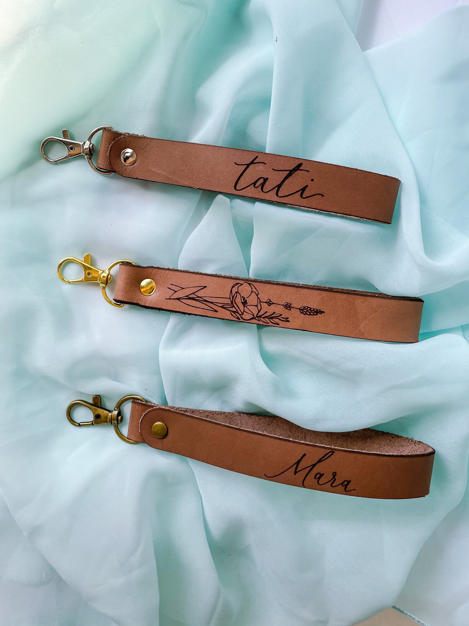Personalized leather wristlet Name Wrist Keychain Etsy