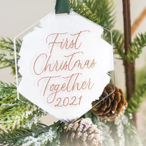 First Christmas Together Ornament 2021 | Painted First Married Dating Christmas Ornament