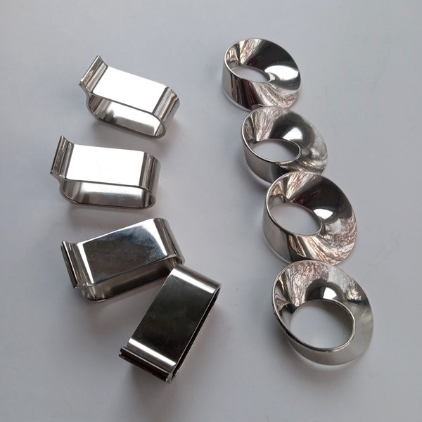 Philippi Designer Luxury Brand Polished Nickel Napkin Rings Modern 2 Designs Set of 8 Germany Fine Dining