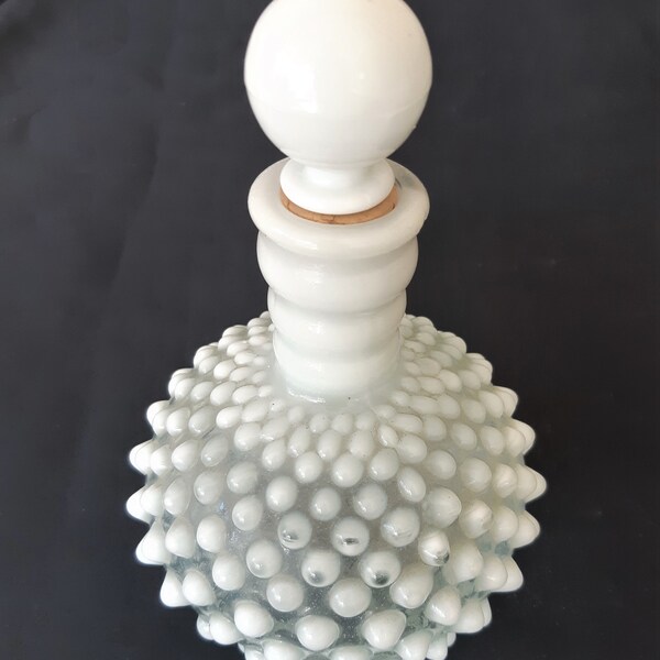 Vintage Fenton French Opalescent Glass Hobnail Perfume Bottle Wrisley Cologne 1930s