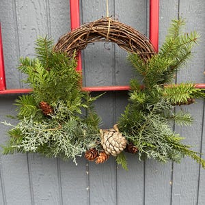 winter mixed greenery wreath | fresh natural wreath