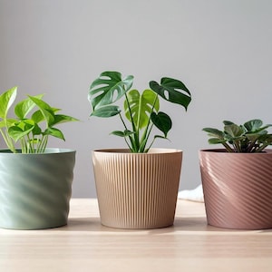 Archivos STL de un trío de macetas modernas: macetas minimalistas imprimibles en 3D (descarga digital)