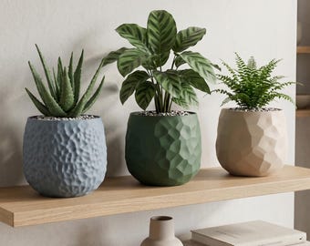 Set moderne geometrische plantenbakken | 3D-afdrukbare STL-bestanden in Scandinavische stijl (digitale download)