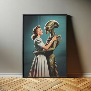 Vintage Scifi Poster 1950s Wall Decor - Alien Art Print, Surrealist Wall Art, UFO Wall Decor -Art Print, UFO Lover Gift