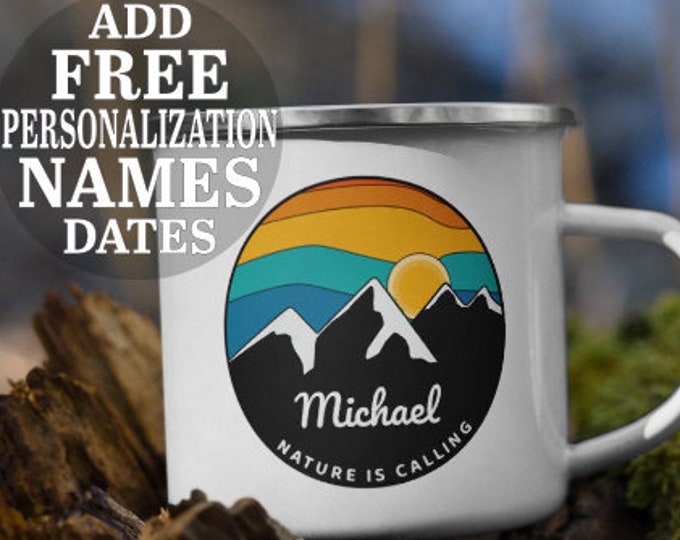 Personalized Hikers Gift Boyfriend Gift Campfire Mug Hiking Gift Custom Camping Mug - Gift for hiker - Personalized Hikers Mug