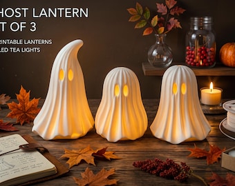 Spooklantaarn STL-bestanden, set van 3, griezelige Halloween-decoratie (digitale download)