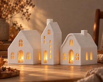 Herfst Scandinavische Huislantaarns STL Set van 3 Scandinavische LED-theelichthouders Commercieel gebruik