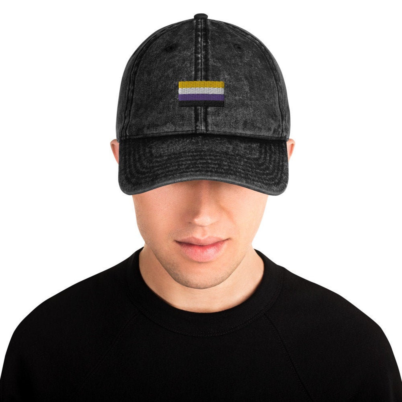 Vintage Non-binary Hat Bi Pride Nonbinary Flag Embroidered - Etsy