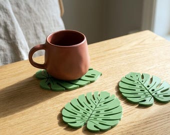 Monstera-bladonderzetters, set van 3 (STL 3D-printbestanden) – Modern Minimal Plant Design