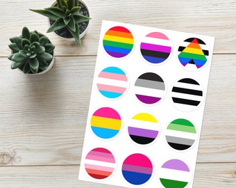 Regenbogen Pride LGBTQ Flaggen Sticker Pack - 1,7 Zoll je, Pride Sticker - Regenbogen LGBTQ Pride Sticker, Bi lesbische Sticker