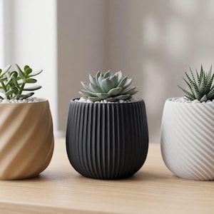 Organisk spiralplanteringstrio – set med 3 planteringskärl (STL-filer för 3D-utskrift)