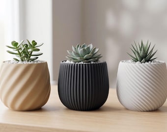 Biologische spiraalplanter Trio – set van 3 plantenbakken (STL-bestanden voor 3D-printen)