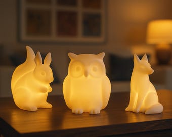 Forest Animal Waxinelichtje STL Set - Vos Uil Eekhoorn | 3D-afdrukbestanden
