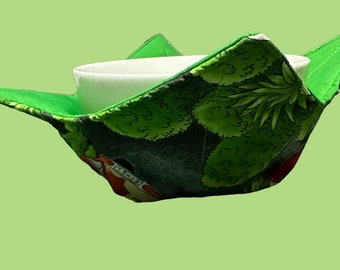Microwave bowl cozy holder hugger, "Vintage Kombi's On Tour" - Fully Reversible