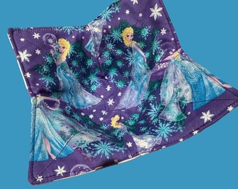 Microwave bowl cozy holder hugger, "Elsa"- Fully Reversible