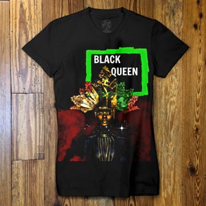 Mujeres Negro Reina Gráfica Camiseta de Algodón // Africano - Urbano - Alma - Potente - Egipcio - Consciente - Despertado - Ancestros - Poderosa Camiseta