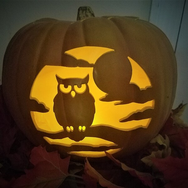 Super cute Mini foam pumpkin Owl on branch  6 inch