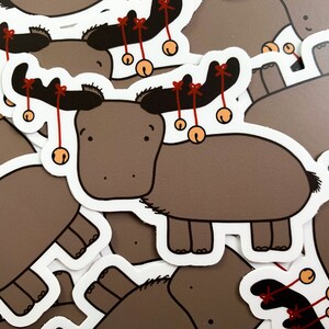 Christmas Moose Matte Weatherproof Sticker | Moose Vinyl Laptop Decal | Christmoose Waterproof Sticker for Water Bottle | Holiday Moose Pun