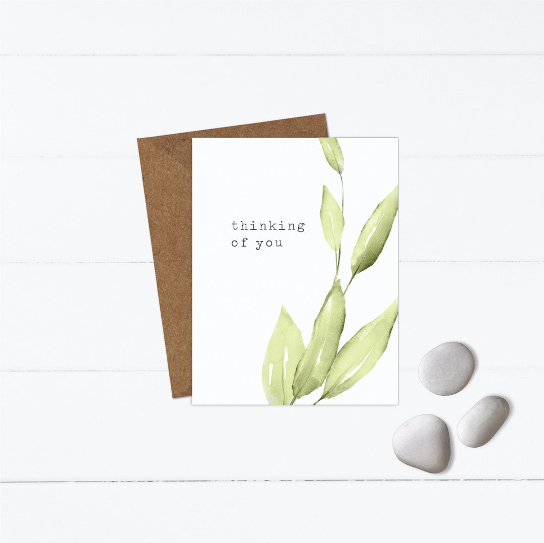 Thinking of You Watercolor Greenery Greeting Card | Sympathy for Loss ...