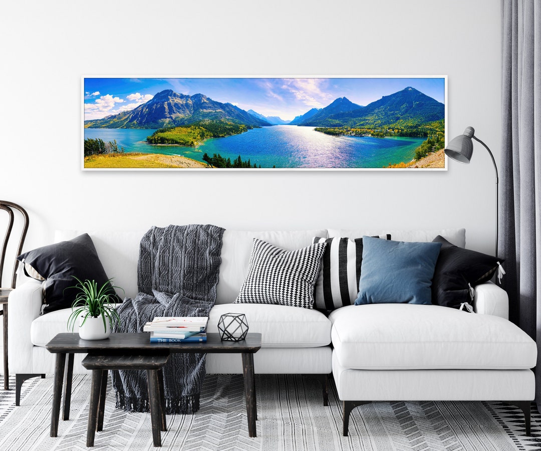 Mountain Wall Art - Waterton Lake Panorama Photo Print or Canvas Wall ...