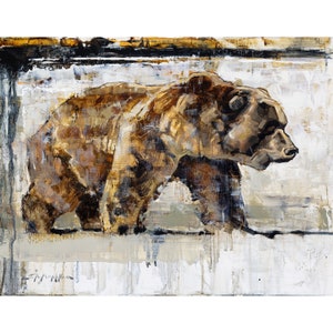 Bear Art Canvas Print from Original Oil Painting | Grizzly Bear Wall Art | Wildlife Art | Modern Farmhouse Decor | Bear Print