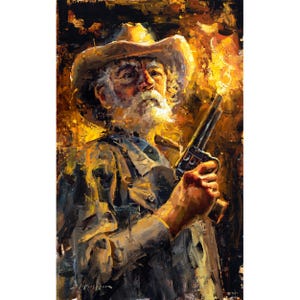 Western Wall Art Cowboy Canvas Print from Original Oil Painting | Cowboy Gunfighter | Western Decor