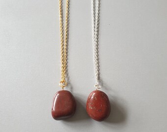 red jasper necklace mounted in pendant natural gemstone jewelry woman or man handmade gift idea