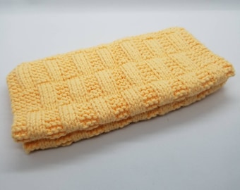 Eco-friendly cotton dishcloth pack, set of 2 knitted kitchen dishcloths, yellow dishrags, farmhouse dishcloth, housewarming gift