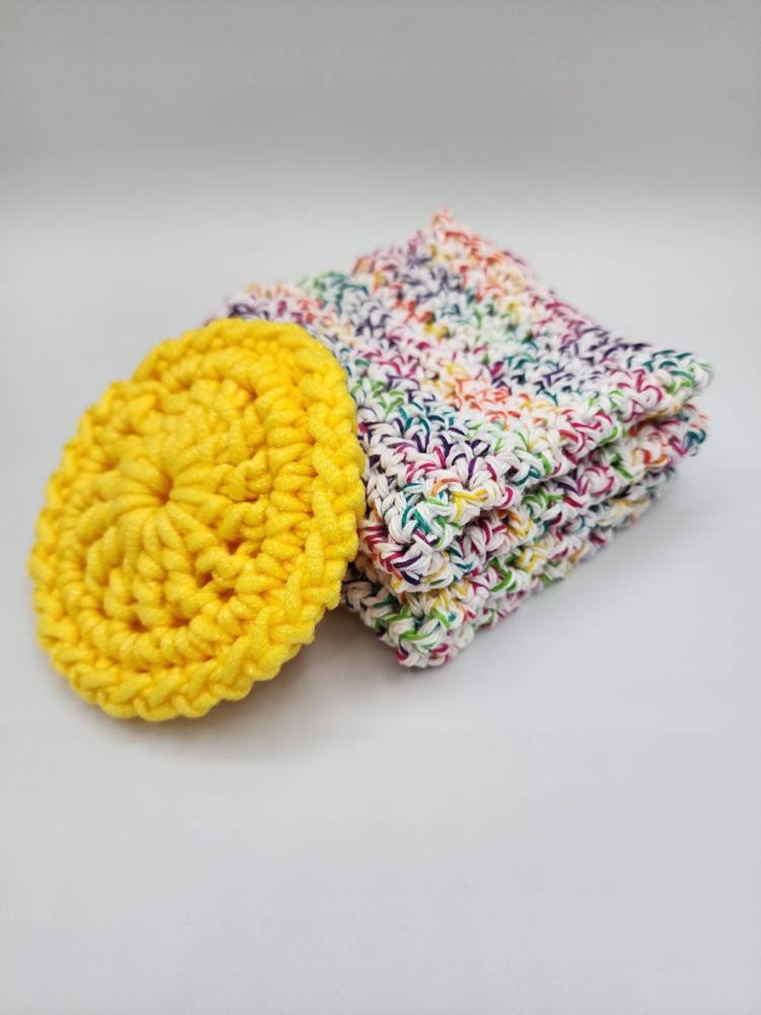 Cotton Crocheted Dishcloth/nylon Scrubby Set, Kitchen Cleaning Tools