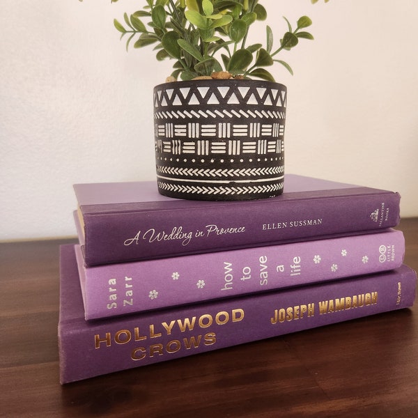 Custom Decorative Book Stack | Purple Office Decor | Purple Bookshelf Decor | Puple Book Bundles | Real Hardcover Books by Color