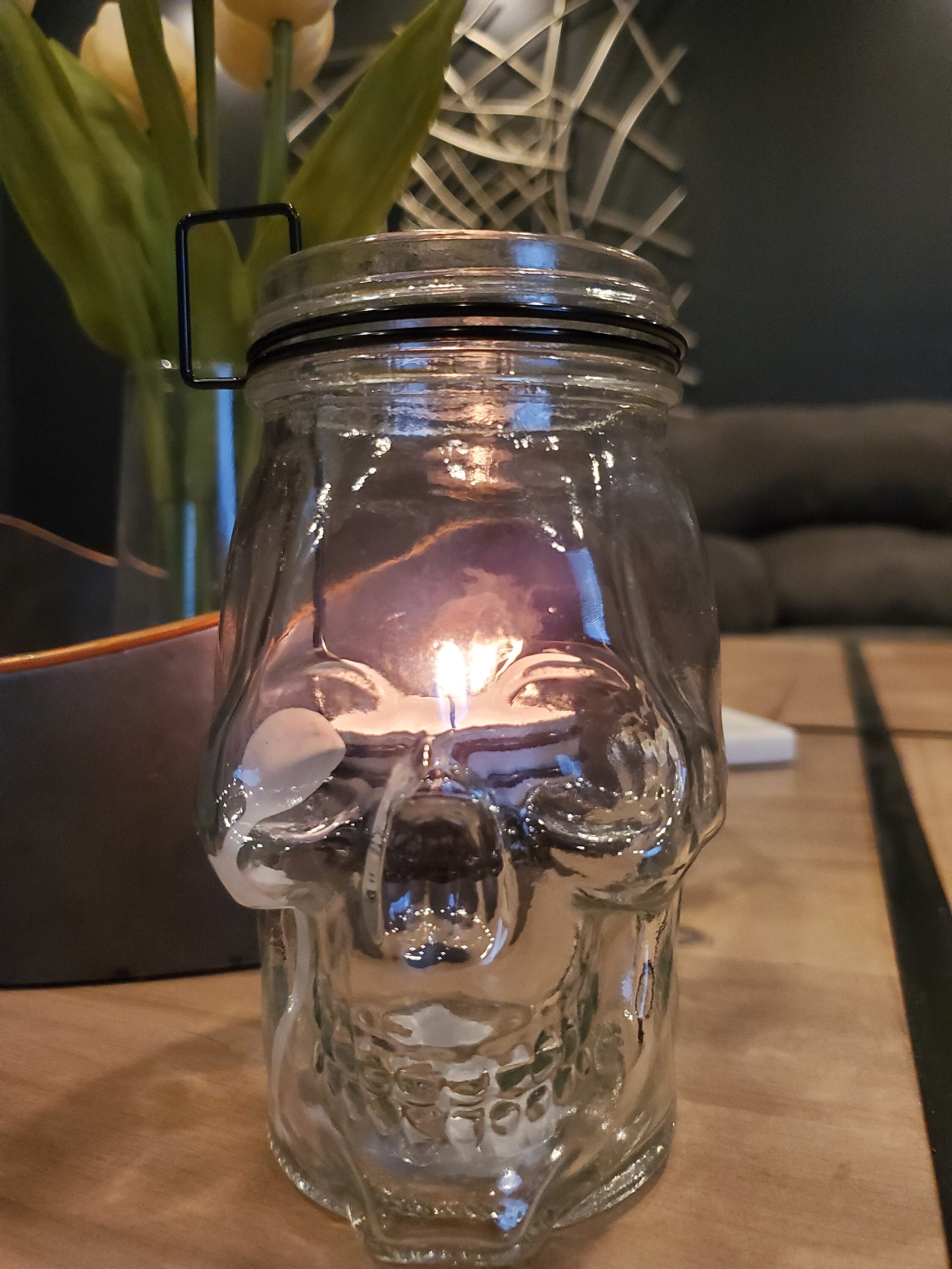 Skull Mason Jar / Skull Shaped Jar / Halloween Party Etsy