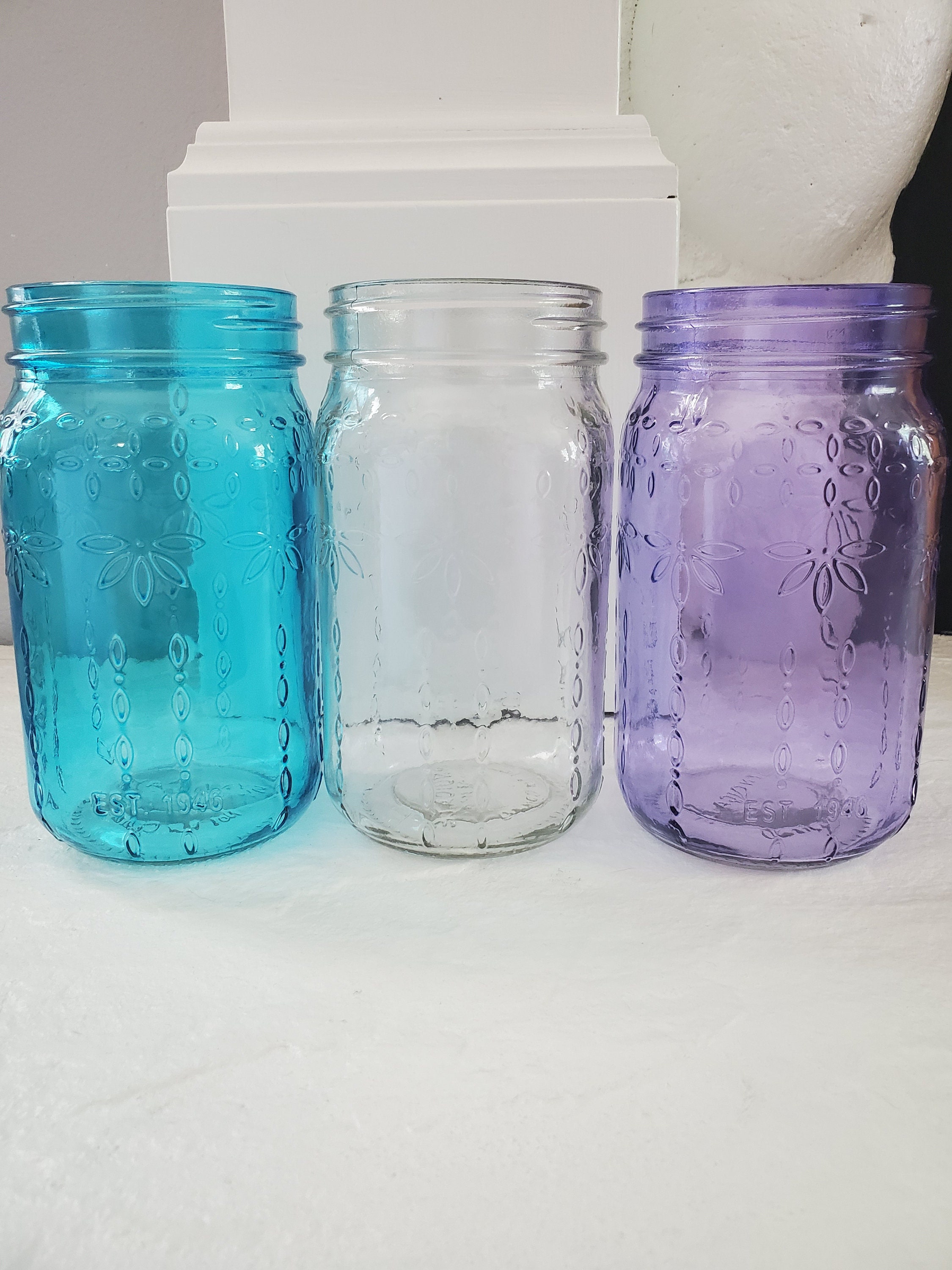 Glass Mason Jars Assorted Colors Mason Jar Vases Mason Jar Etsy