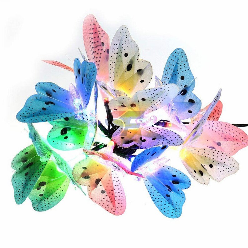 Butterfly Fiber Optic Solar String Light Fairy Lights Garden Etsy