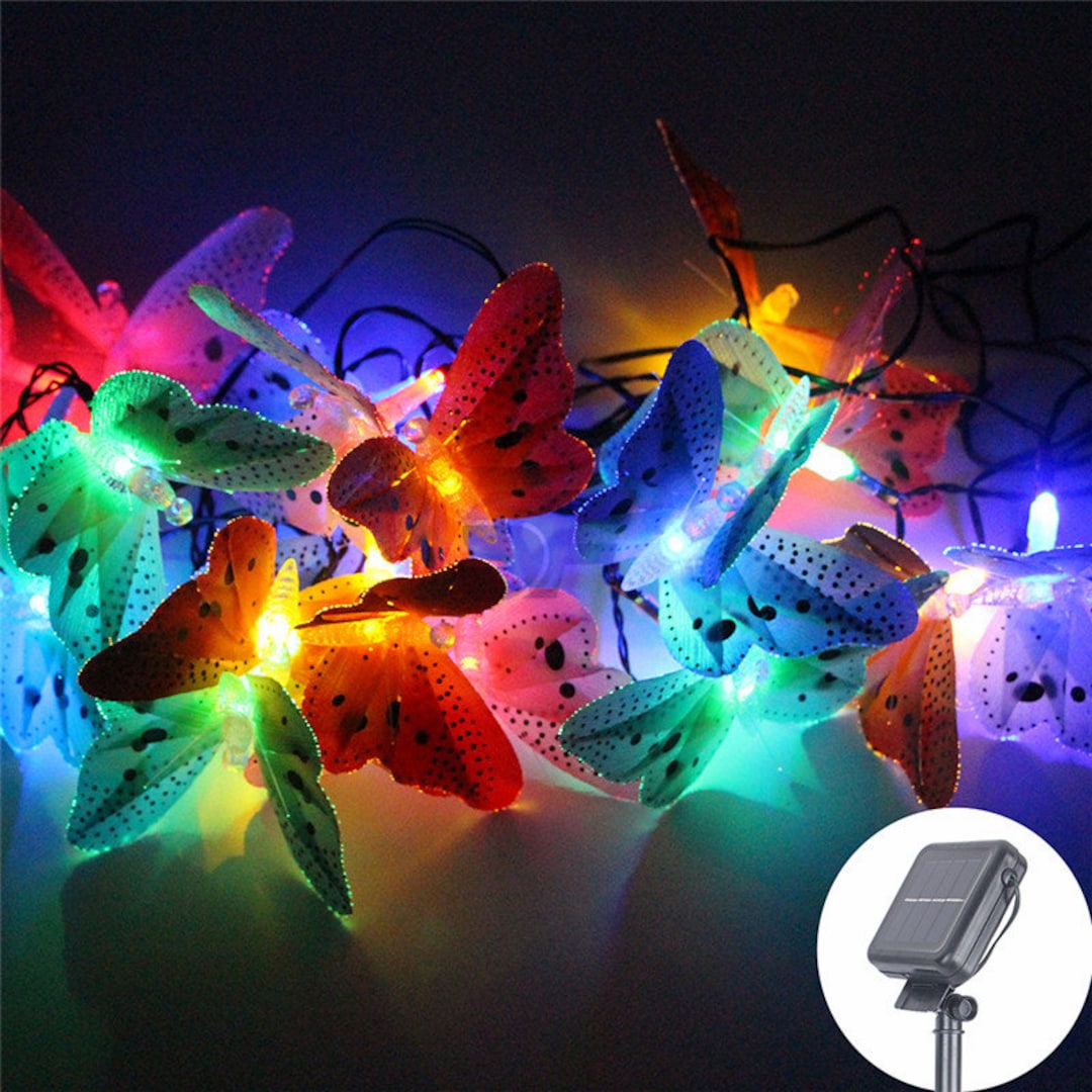 Butterfly Fiber Optic Solar String Light Fairy Lights Garden Etsy
