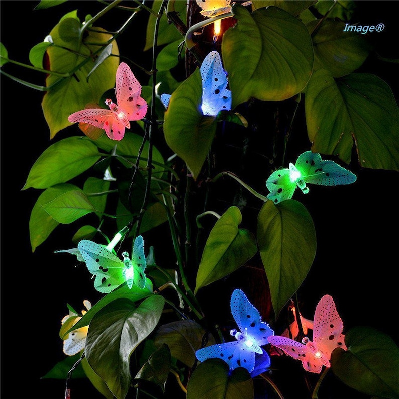 Butterfly Fiber Optic Solar String Light Fairy Lights Garden Etsy