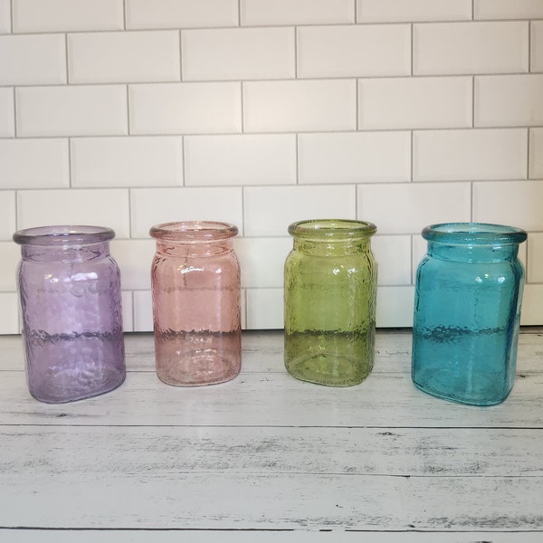 Colored Floral Jars, Glass Mason Jars Assorted Colors, Mason Jar Vases, Mason Jar Floral Container, Spring Decoration, Spring Container