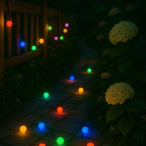 Solar String Lights  | Garden, Patio, Holiday Decor | 30 LED Lights | 21 Ft Strand | Steady and Flashing Modes