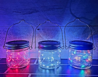 Solar Mason Jar Lid Lights – 6 Pack | Regular or Wide Mouth | Fairy Light Lids for DIY Lanterns | Outdoor Garden Decor | Lids Only OR w/Jars