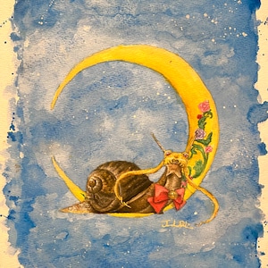 Snailor Moon Signed Print | 8.5”x11” Original Art Print | Sailor Moon Art | Anime Fan Art | Snail Wall Art