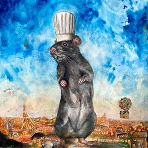 French Rat Signed Print | 8.5”x11” Original Art Print | Rat Art | Movie Fan Art | Pixar Wall Art